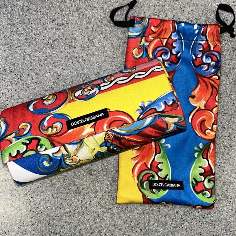 OUTRAGEOUS Dolce & Gabbana Colorful Sunglasses Case and Pouch ONLY